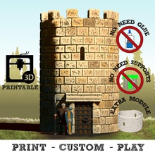 modular watchtower - wargames terrain building free 3d print model in figurines 3dexport medieval tower stone warhammer warmachine hordes ground boardgame tabletop ready-to-use easytouse easy-editable castles 3d print model - Mito3D