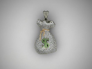 money bag pendant gems 100 bank bill bills briliant cent diamond dollar euro finances gem gemstone gold jewelry moneybag pendants pound silver 3d print model - Mito3D