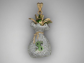 sac d'argent pendentif pierres précieuses 100 la banque briliant trésorerie de monnaie le diamant dollar euro finances gem pierre précieuse gi or centaine bijoux l'argent escarcelle pendentifs 3d print model - Mito3D