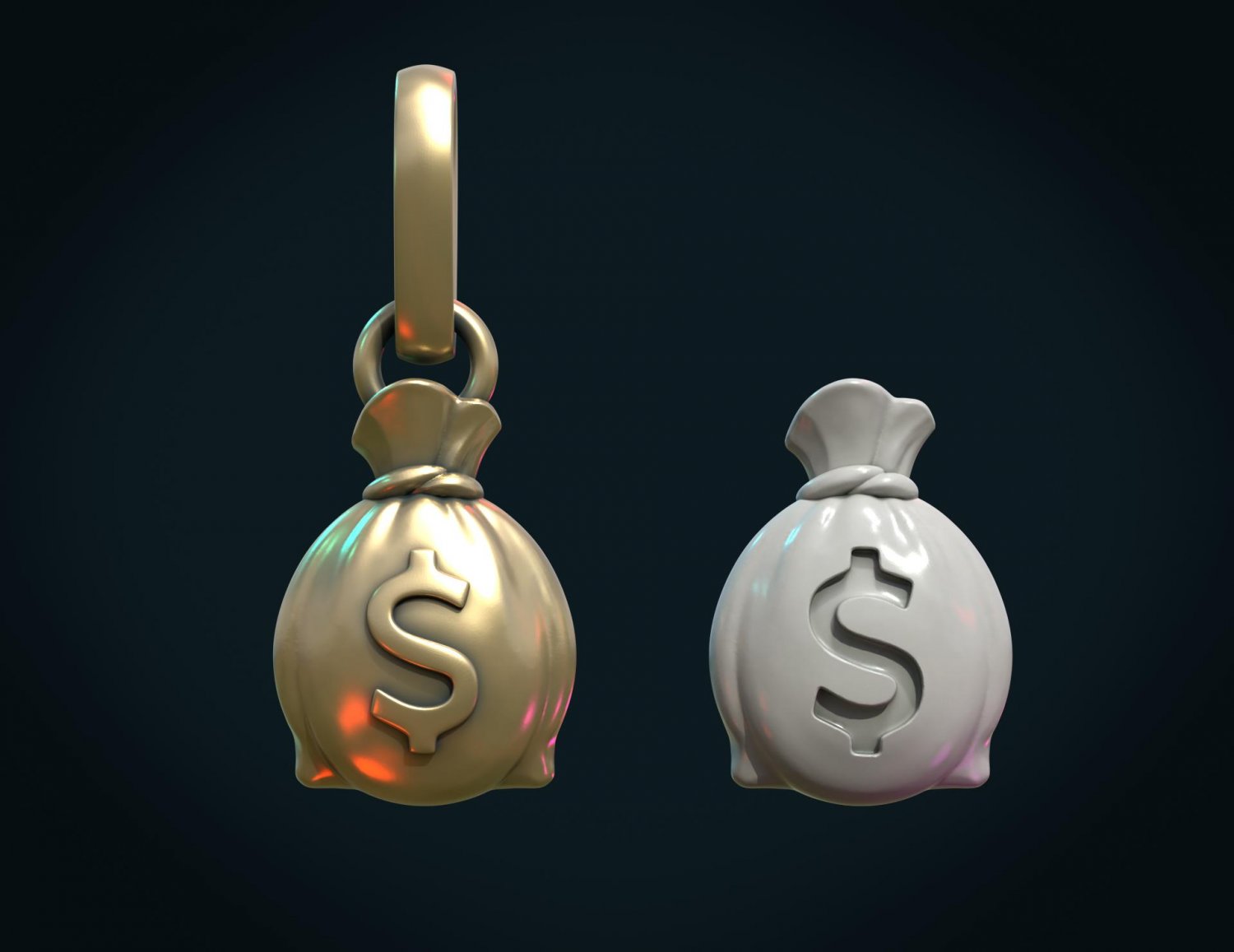 money bag usd charm pendant dollar jewelry cash coin 3D print model - Mito3D