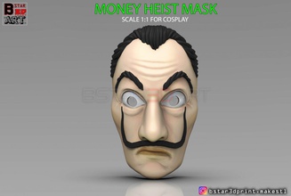 argent braquage masque casa papel saison 4 cosplay 3d impression modèle in jouets 3dexport casque cosplayjouet accessoires visage tête 3d print model - Mito3D