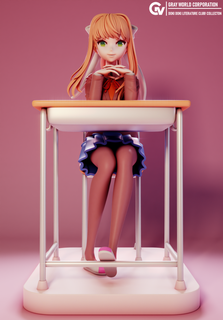 monika doki Littérature club femme figure Jeu personnage 3dprint femelle 3d print model - Mito3D