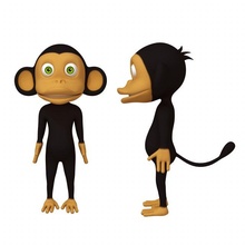 maymun karikatür hayvan memeli Afrika savana safari doğa şempanze karakter insan kürk kong Kenya hayvanat bahçesi primat babun hayvanlar 3d print model - Mito3D