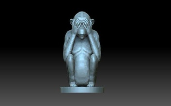 monkey eyes closed monkey monkeys monkeybones cnc figurine sculpture simian ape orangutan chimpanzee