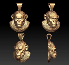 monkey pendant 3d print model in pendants 3dexport macaque primate animal chimp mammal jungle wild kingkong kong gorilla ape zoo king silverback chimpanzee beast monster giant fur 3d print model - Mito3D