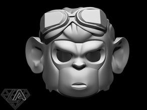 monkey pogo custom helmet 3d print model in game accessories 3dexport mask airsoft cosplay gta halloween warrior knight invader soldier 3d print model - Mito3D