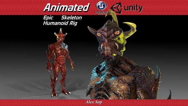 monster styracos 3d model in fantasy 3dexport fantasys character game rigged animated unity unreal pbr scary alien horror epicgames scream 3D print model - Mito3D