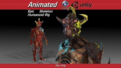 monster styracos 3d model in fantasy 3dexport fantasys character game rigged animated unity unreal pbr scary alien horror epicgames scream 3d print model - Mito3D