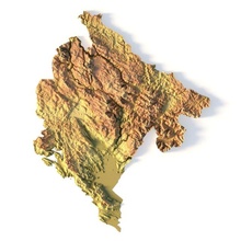 montenegro stl Europa carta geografica paesaggio terreno nazione sollievo geografia continente montagna terra 3d print model - Mito3D