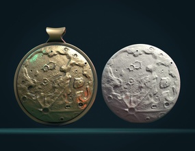 moon bas-relief pendant 3d print model in pendants 3dexport crescent space science charm jewelry 3d print model - Mito3D