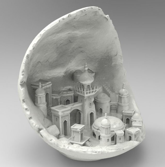 lune ville sculpture bâtiment miniature architecture maison accessoires art Télécharger 3dexport stl 3d 3dprint imprimable 3dmodel 3D print model - Mito3D