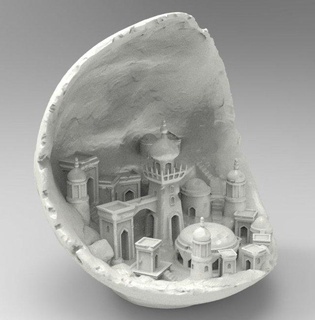 Mond Stadt Dorf Skulptur Gebäude Miniatur Architektur Haus Zubehör Kunst download 3dexport stl 3d 3dprint druckbar 3dmodel 3d print model - Mito3D