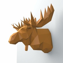 moose head lowpoly low-poly elk deer horns 3d print model - Mito3D