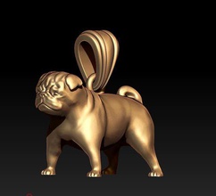 mops dog 3d print model in animals 3dexport bulldog jewellery necklace rhino zbrush silver gold jewel 925 585 10k 14k 18k pedant stl 3dm animal pet 3d print model - Mito3D