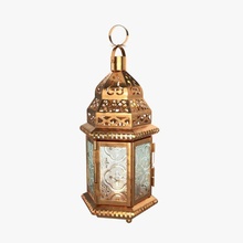 marroquino lanterna 02 luminária fanoos árabe ouro tradicional Antiguidade decorativo festivo antigo muçulmano luz vela Ramadã islâmico orientar pbr feriado 3d print model - Mito3D