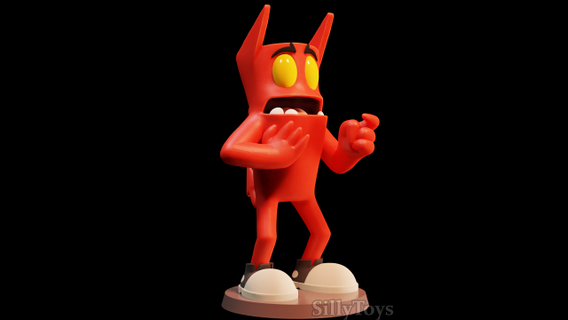 mort mostri creature demone bonehead male confuso cartone animato rosso Satana 3d print model - Mito3D