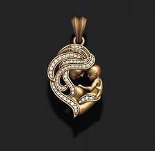 mère bébé pendentif gemmes ange bijoux sculpture prier Cupidon accessoires tête Jésus saint Marie mari maria l'amour art gemme diamant glacé glace 3d print model - Mito3D