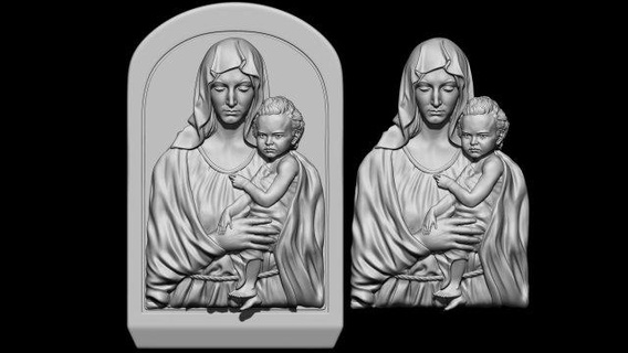 anne Maria bas relief 01 madeni paralar Rozetler madalyon takı mücevher kolye dini isa Rahatlama altın Hıristiyan Tanrı bakire heykeller İsa Sanat kolyeler aziz heykel 3d print model - Mito3D