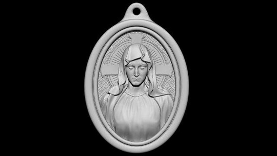 mother maria medallion necklaces jewelry jewellery pendant religious jesus relief gold christian god virgin sculptures christ art pendants 3d print model - Mito3D