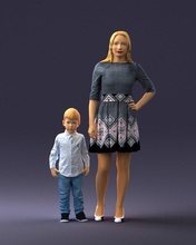 madre figlio 0045 3d Stampa pronto scansione modello poligono 3dprint umano maschio realistico poste carattere miniature uomo donna bambino mamma bambini ragazzo 3d print model - Mito3D