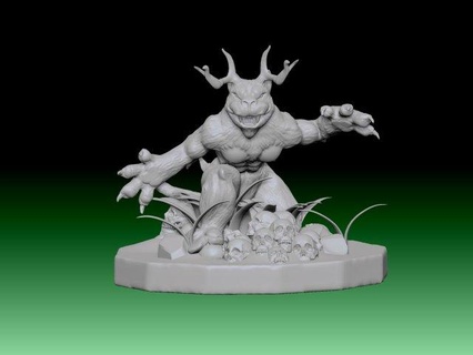 mouatro bestia hombre puma venado monsters & creatures moustro moster cuernos garras mitologia historia cuento terror 3d print model - Mito3D