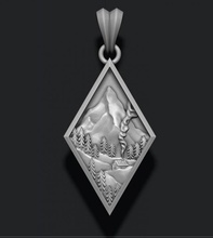 mountain village art pendant 3d print model in pendants 3dexport mount vilage mountin snow winter mountains hill spring summer nature forest trees grass rocks water lake eart jewelry necklace 3d print model - Mito3D