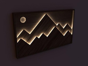 mountain wall art light 3d model in lights 3dexport design furniture interior lighting house room backlit painting dacorate lamp glow deco gallery picture frame wooden 3d print model - Mito3D