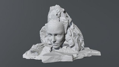 bergwandstl drucken druckbar Engel Statue Stein Berg Ruine 3d print model - Mito3D