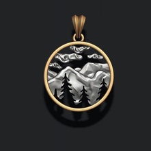 mountains pendant plant forest flower leaf leaves wood nature jewelry sky tree skies gold medal art silver jewel award everest mount kilimanjaro 3d print model - Mito3D