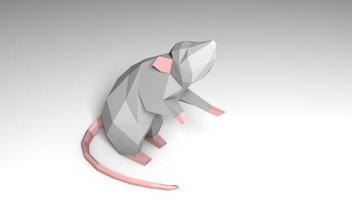 rato mouses animal roedor pobre low poly poligonal estatueta 3d print model - Mito3D