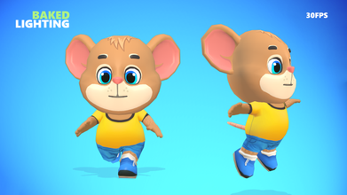 mouse rat rodent brown animated rigged 3d model in 3dexport lab cartoon character baby cute game run chibi lowpoly biped unity jerry pet humanoid 3d print model - Mito3D