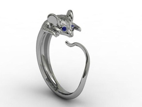 la souris de l'anneau animal cad le diamant femelle fourrure or joyau bijoux les mammifères chez ravageur imprimable rat anneaux rongeurs zbrush 3d print model - Mito3D