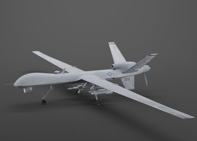 mq-9 reaper military aircraft drone air vehicle 3d model in copter 3dexport uav unmanned airplane remote war mq9 jet force aerial combat predator usa 3D print model - Mito3D