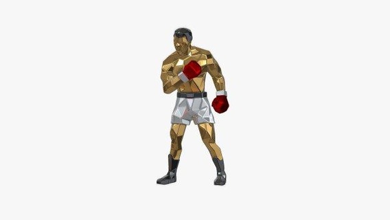 Muhammad Ali homme 3dprinted art cadeau impression lowpoly 3dprint décor intérieur conception miniatures sculpture statue jouet boxeur sport 3d print model - Mito3D
