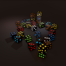 multi colors émissif dé paquet low poly libre 3d modèle in casino jeux 3dexport pari jouant chance couleurs coloré chanceux cube yahtzee d'argent risque 3d print model - Mito3D