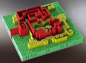 multiniveau labyrinthe 3d impression modèle in puzzle 3dexport géométrique calcul labyrinthe chemin 3d print model - Mito3D