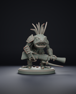 múrloc cazador mundo Warcraft monstruos criaturas Guau miniatura rpg 3d print model - Mito3D