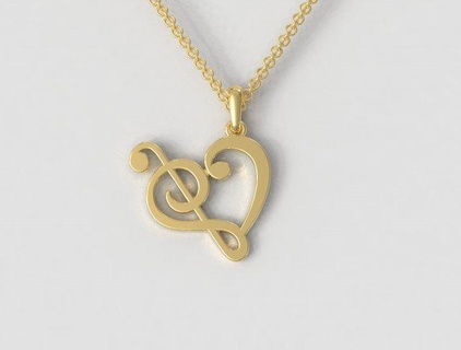 music love - treble clef pendant pendants jewelry rhino musical stl gems gold silver necklaces printable instrument sterling vintag diamond pauloranieri 3d print model - Mito3D