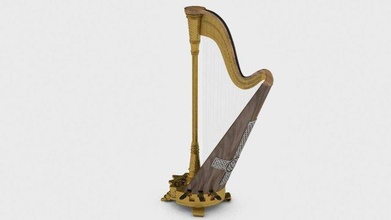 musical instrument harfe 3d modell 3dexport harper musik musikinstrument musica zeichenfolge musiker keltisch celticornament 3d print model - Mito3D