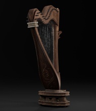 musical instrument harp stringed wooden golden music playable sounds sport hobby 3d print model - Mito3D