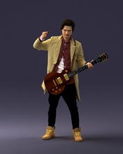 musician electric guitar 0118-1 3d print ready scan model polygon 3dprint human male realistic posed character figurine people visualization miniatures casual fashion man woman child 3d print model - Mito3D