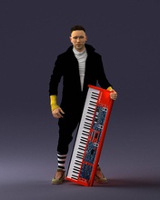 musician keyboardist 0118-3 3d print ready scan model polygon 3dprint human male realistic posed character figurine people visualization miniatures casual fashion man woman child 3d print model - Mito3D