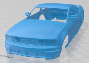 mustang 2007 printable body car 3d print model in automotive 3dexport slot scalextric tamiya rc miniz hobby micro 3d print model - Mito3D