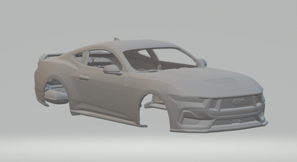 Mustang 2024 Fahrzeug Druckguss Slotcar heiße Reifen Miniaturen Slot drucken gedruckt heiß Räder 3d print model - Mito3D
