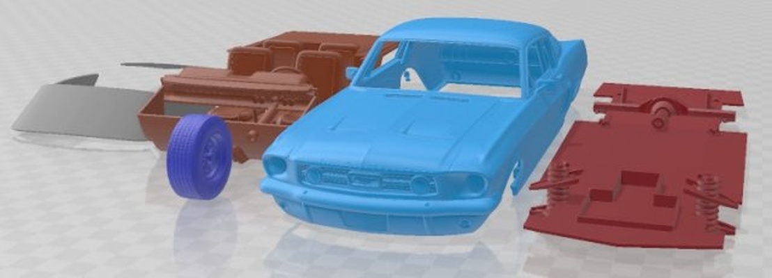 mustang fastback 1967 printable car 3d print model in automotive 3dexport slot scalextric tamiya rc miniz hobby micro diecast 3d print model - Mito3D