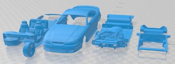 Mustang gt 1998 druckbar Wagen Slot scalextric tamiya rc miniz Hobby Mikro 3d print model - Mito3D
