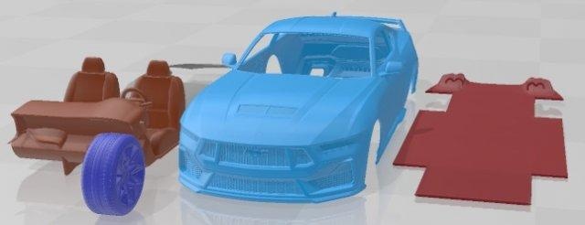 Mustang gt 2023 druckbar Wagen Automobil Slot scalextric tamiya rc miniz Hobby Mikro Druckguss 3d print model - Mito3D