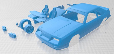 mustang gt 1983 imprimível carro fenda escalextrico Tamiya rc miniz passatempo micro 3d print model - Mito3D