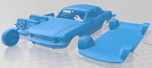 mustang hard top 1968 imprimable voiture fente scalextric tamiya rc miniz loisir micro 3d print model - Mito3D