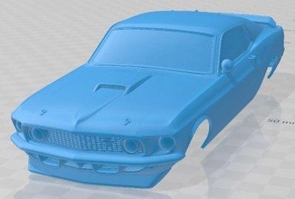 mustang john 39 incliner 1969 imprimable corps voiture 3d impression modèle in automobile 3dexport fente scalextric tamiya rc miniz loisir micro 3d print model - Mito3D